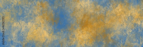 Abstract painting art with grunge brown and blue paint brush for presentation, website background, halloween poster, wall decoration, or t-shirt design.
