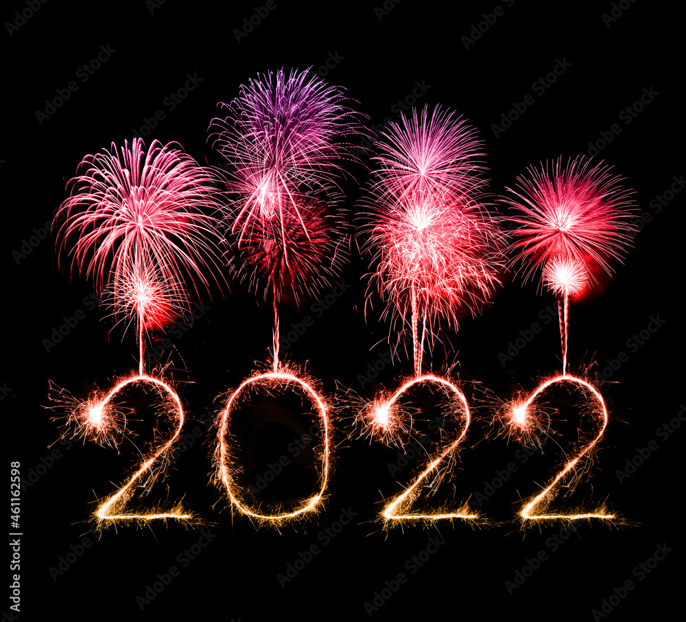 2022 happy new year fireworks written sparkling at night 2022 happy new year fireworks written sparkling at night