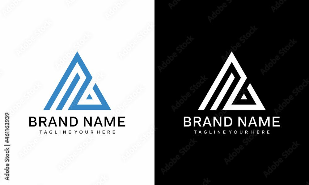 NB Logo letter monogram with triangle shape design template, on a black and white background. NB Logo letter monogram with triangle shape design template, on a black and white background.