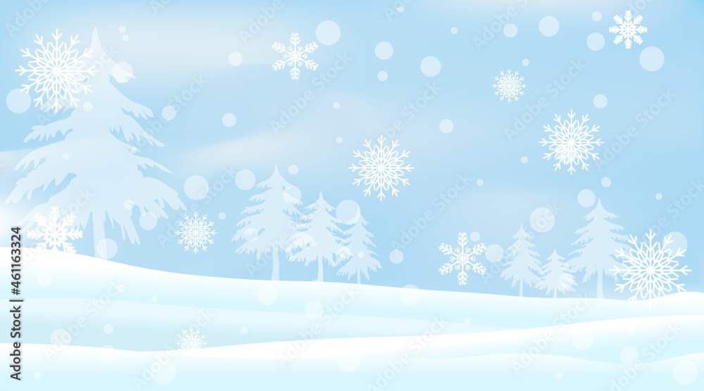 Winter holiday snowy and snowflake  background. Christmas season illustration.