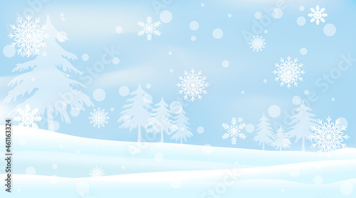 Winter holiday snowy and snowflake background. Christmas season illustration.