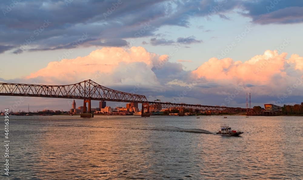 Panorama of Baton Rouge, capital of Louisiana, USA. View from Mississippi