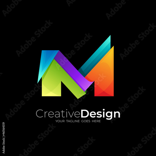 Free Download Symbol letter M logo with colorful design template - GFXLoad