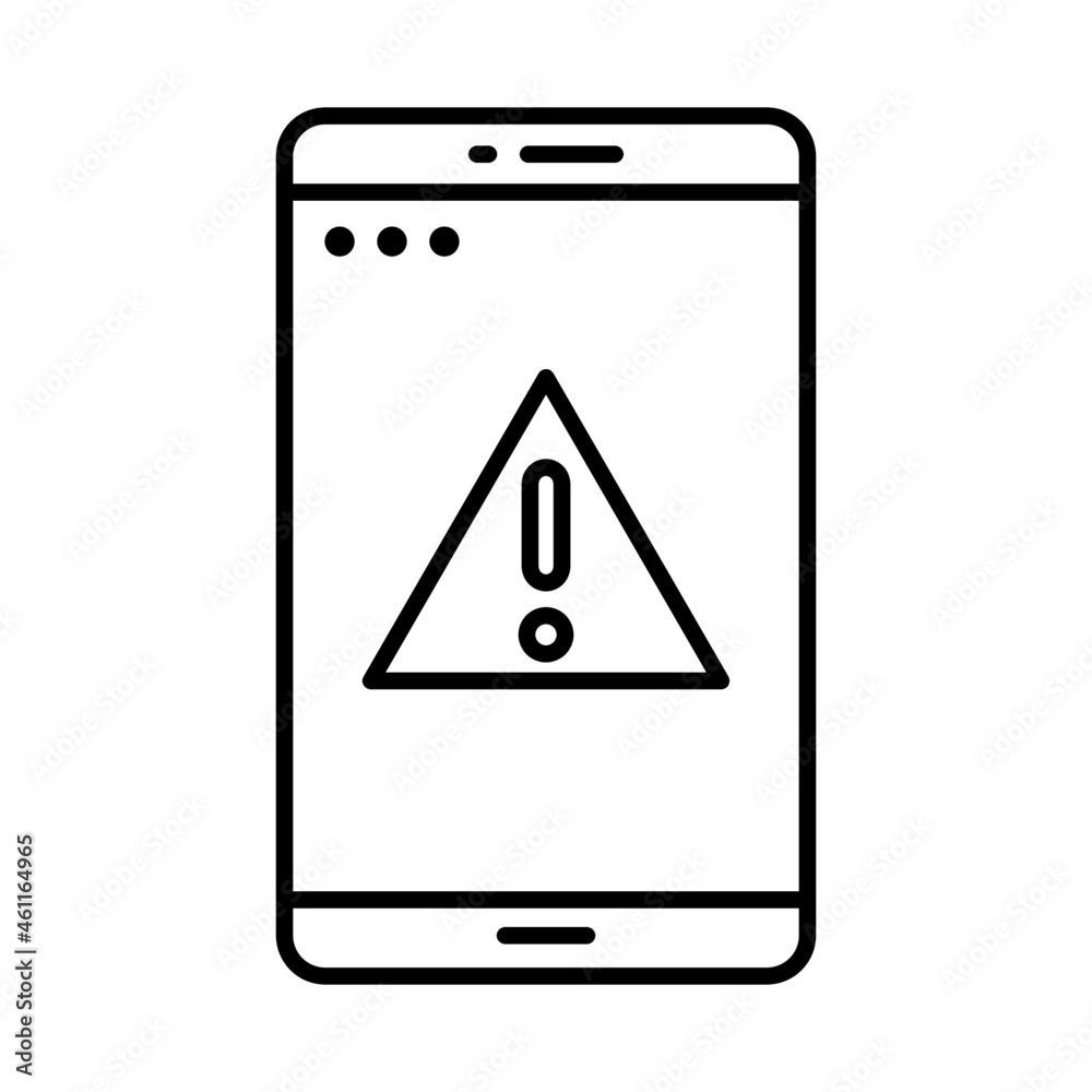 smartphone warning line icon vector design, editable stroke line icon smartphone warning line icon vector design, editable stroke line icon