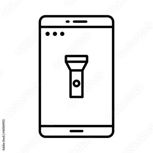 flashlight torch application line icon vector design, editable stroke line icon