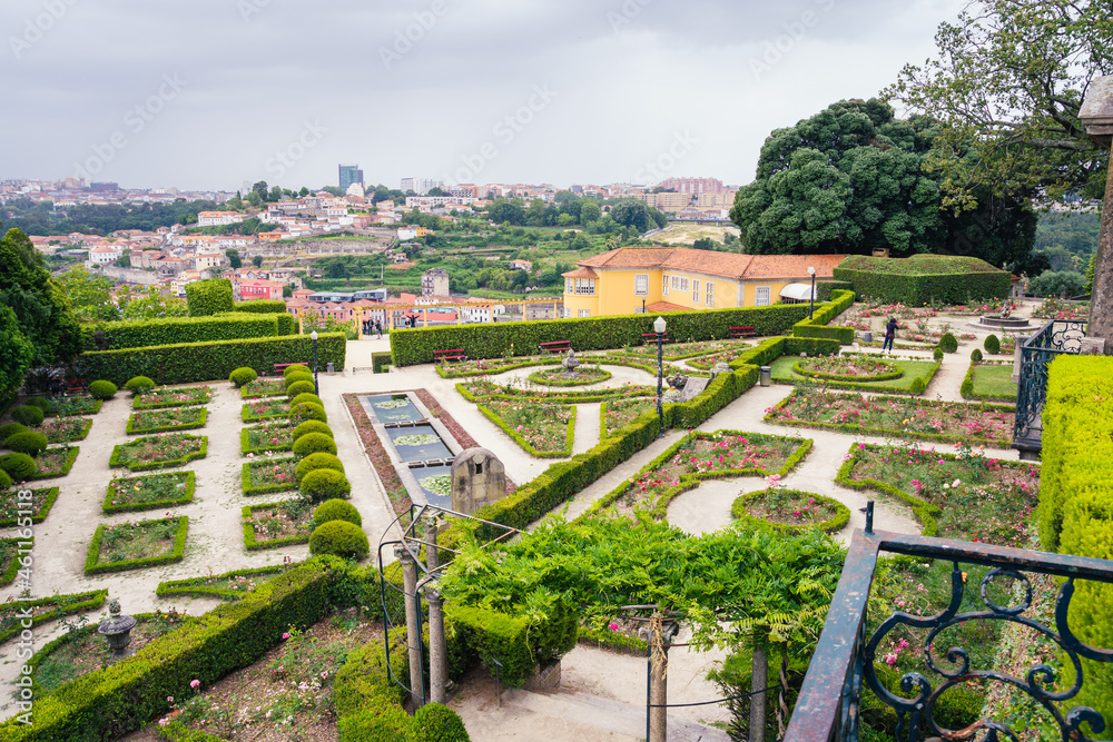 a garden with a maze