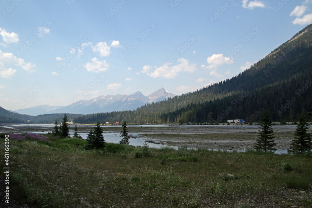 A view of a river in a valley