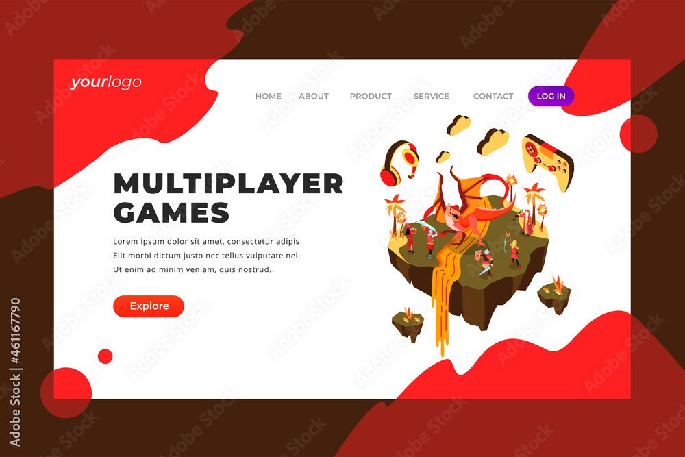 Multiplayer Games - Vector Landing Page Multiplayer Games - Vector Landing Page