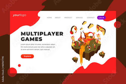 Multiplayer Games - Vector Landing Page