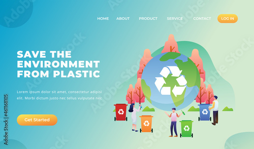Save The Environment From Plastic - Vector Landing Page