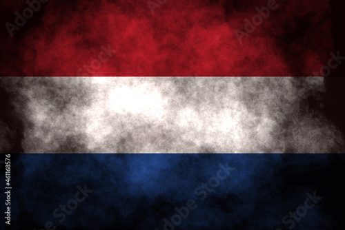 Closeup of grunge Dutch flag photo