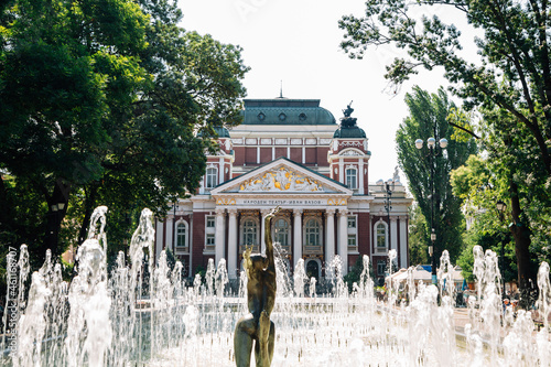 Ivan Vazov National Theater and City Garden in Sofia, Bulgaria photo