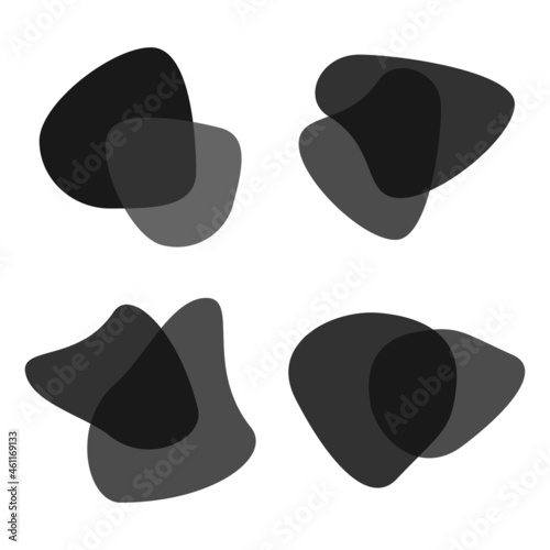 Blob shapes vector set. Random blotch, inkblot, stone silhouette, Ink stain. Organic abstract simple fluid splodge elemets.  isolated on white background. vector illustration
