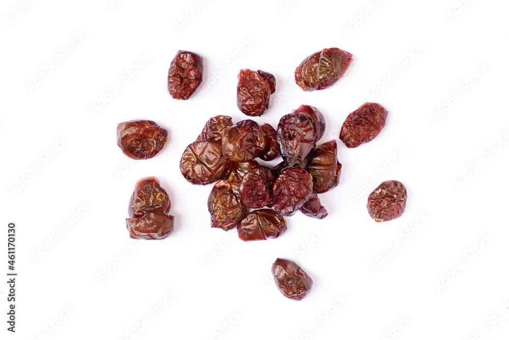 Dried red raisins on white background. Dried red raisins on white background.