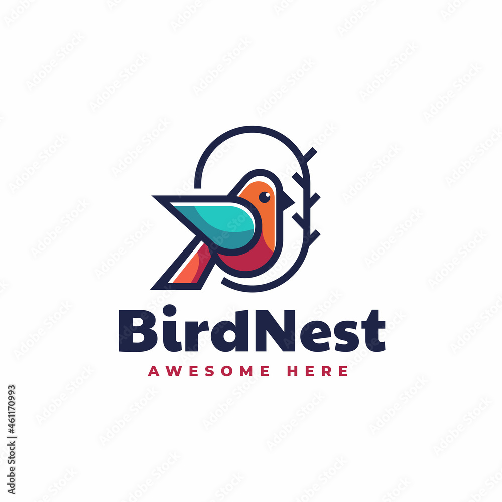 Vector Logo Illustration Bird Nest Simple Mascot Style. Vector Logo Illustration Bird Nest Simple Mascot Style.