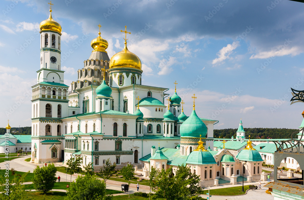 Picturesque summer view of Resurrection Cathedral of New Jerusalem Monastery at Istra, Moscow region, Russia