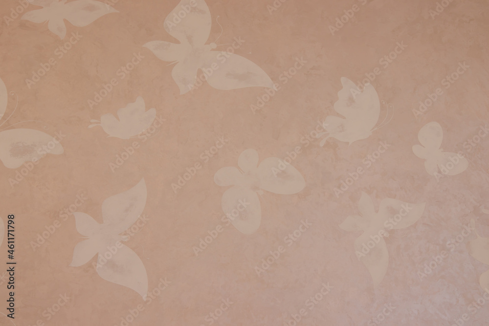 background with pink tint and white butterflies