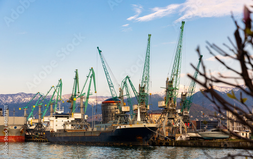 Batumi Sea Port with boats in spring, Black Sea coast, Adjara, Georgia