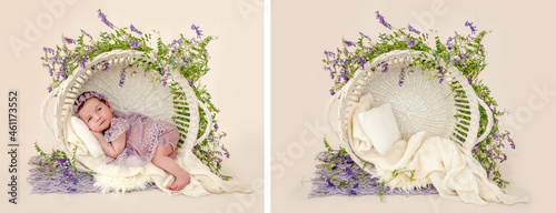 Fotografi Newborn baby studio decoration