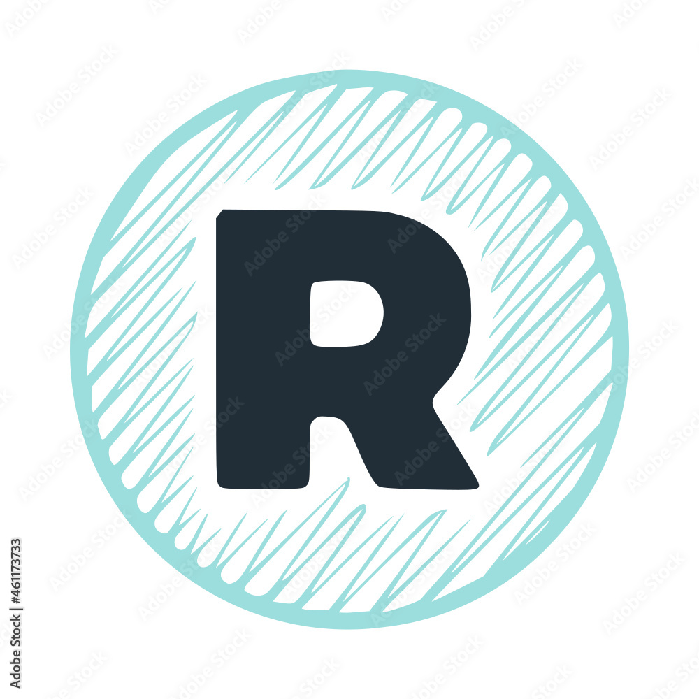 Letter r scribble round icon