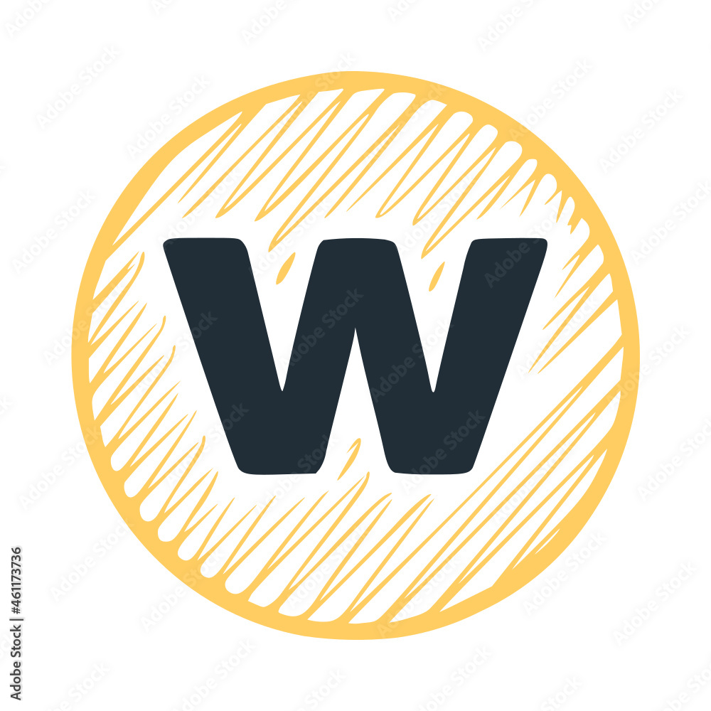 Letter w scribble round icon
