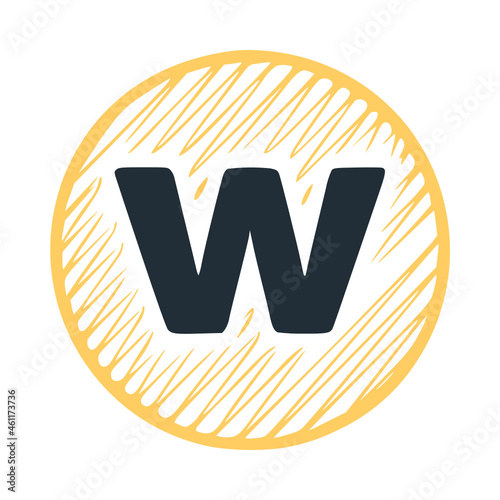 Letter w scribble round icon