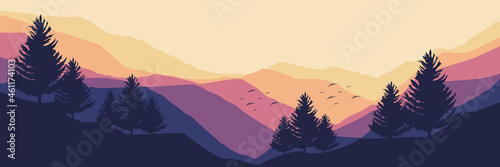mountain landscape flat design vector good for wallpaper, background, backdrop, design template and tourism design
