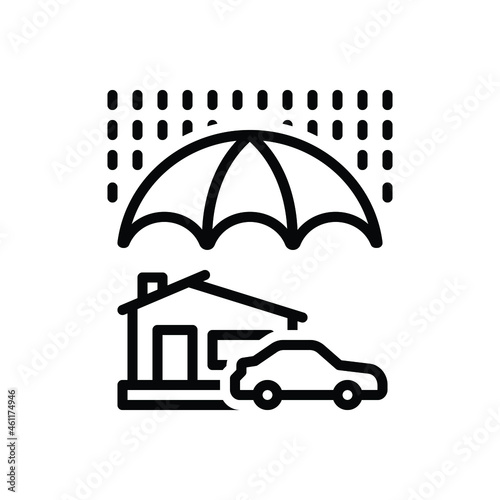 Black line icon for coverage