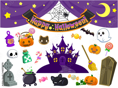 ハロウィンのイラスト アイコンセット /イラスト素材