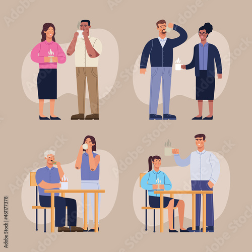 eight persons in coffee break