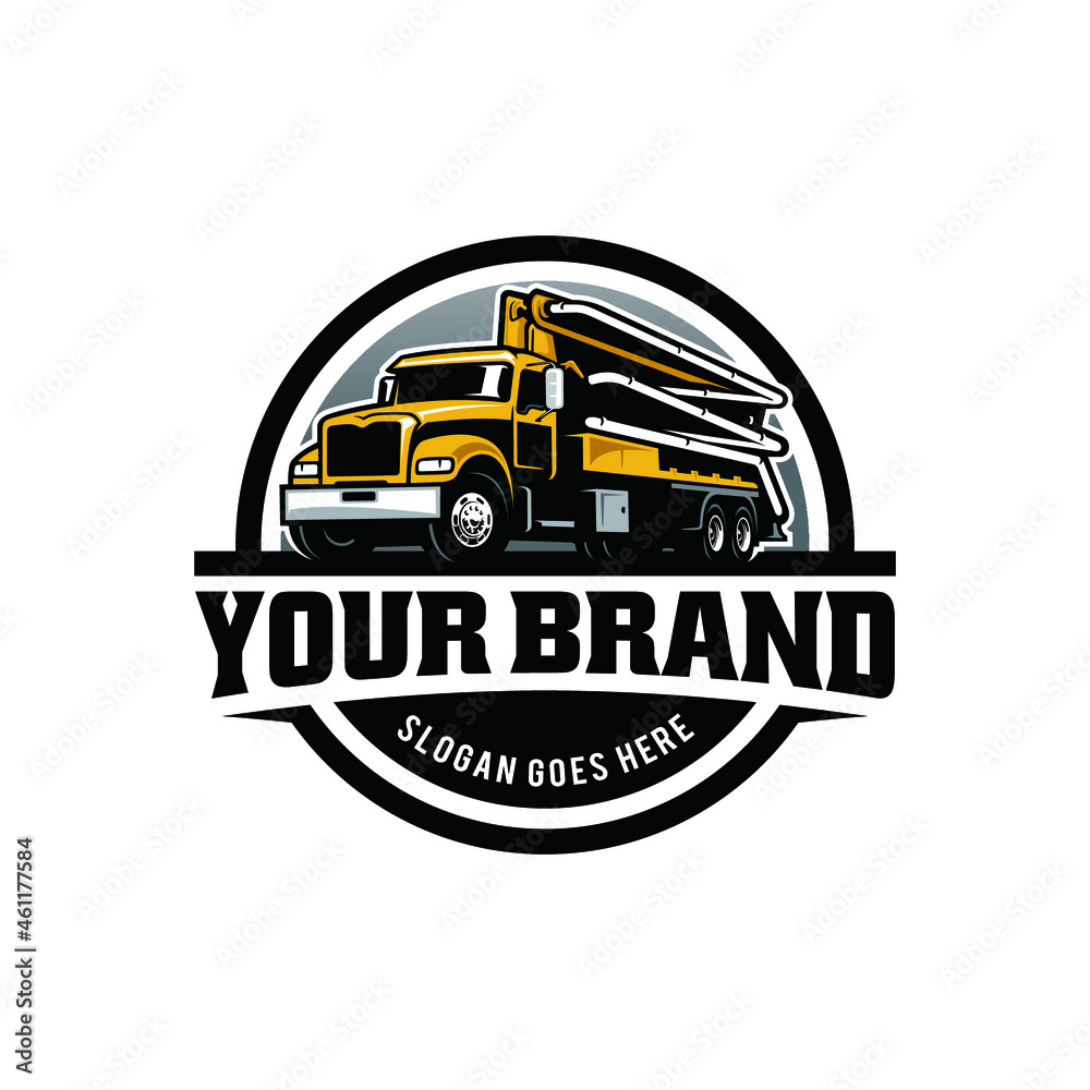 construction-vehicle-concrete-pump-truck-isolated-logo-vector-stock