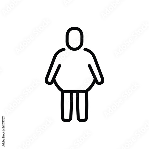Black line icon for fat person