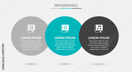 Set Jewish torah book, User manual and Audio. Business infographic template. Vector