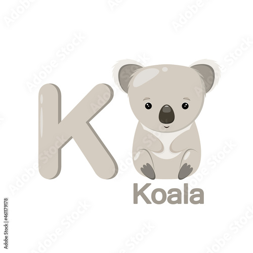 Cute koala in cartoon style. Children's alphabet.
