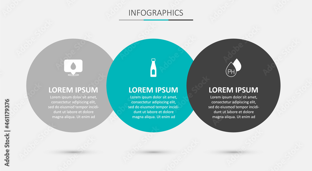 Set Bottle of water, Water drop with location and . Business infographic template. Vector Set Bottle of water, Water drop with location and . Business infographic template. Vector