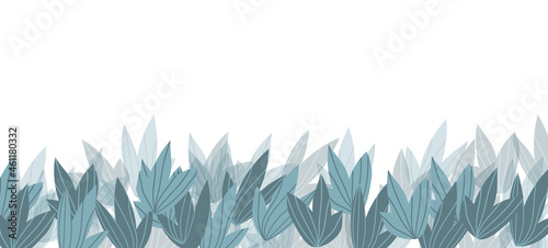 Floral web banner with drawn color exotic leaves. Nature concept design. Modern floral compositions with summer branches. Vector illustration on the theme of ecology, natura, environment