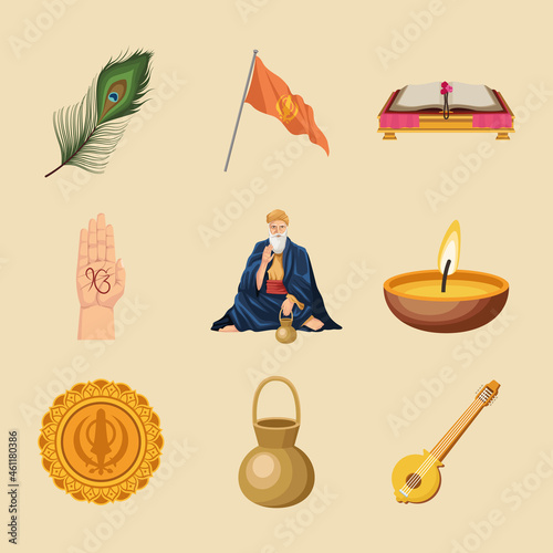 nine guru nanak jayanti icons