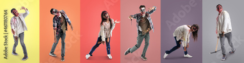 Group of scary zombies on c...