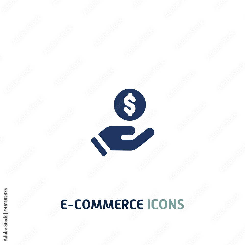 Fototapeta premium coin and hand sign flat icon