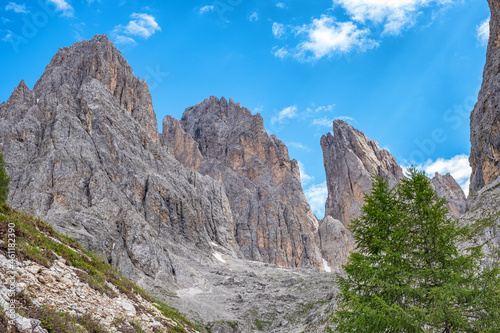 Mountain peaks in a mountain landscape in the Dolomites