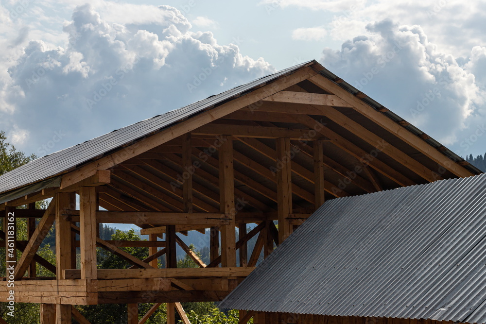 roof and wooden beams part of house construction traditional european