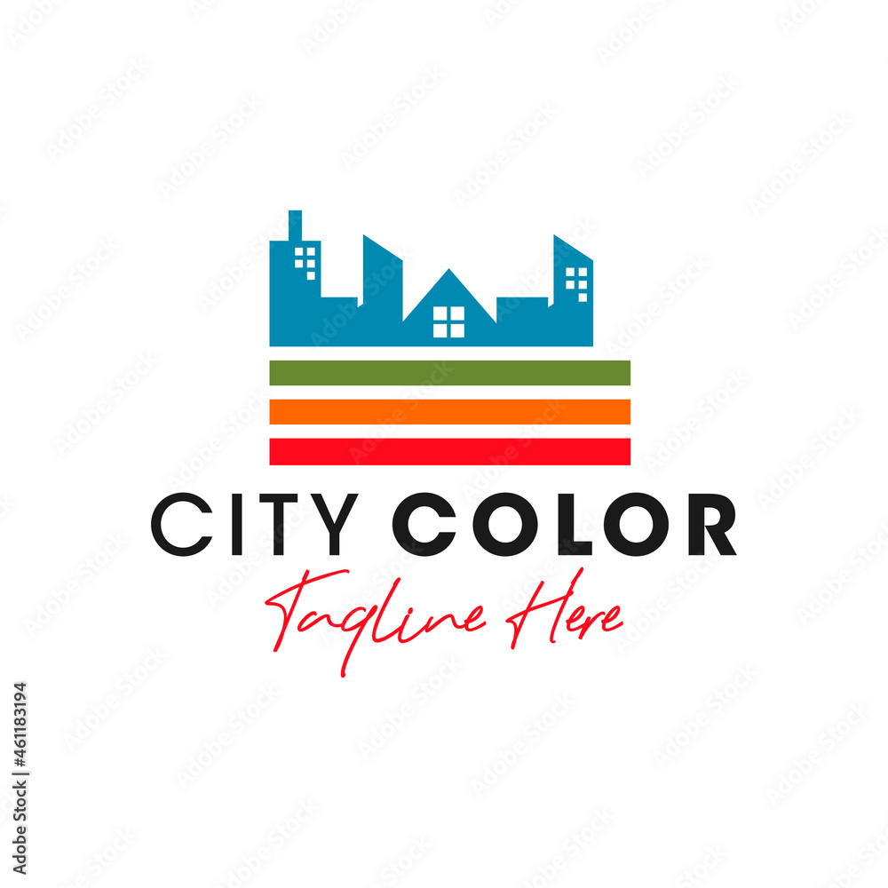colorful city building inspiration illustration logo design