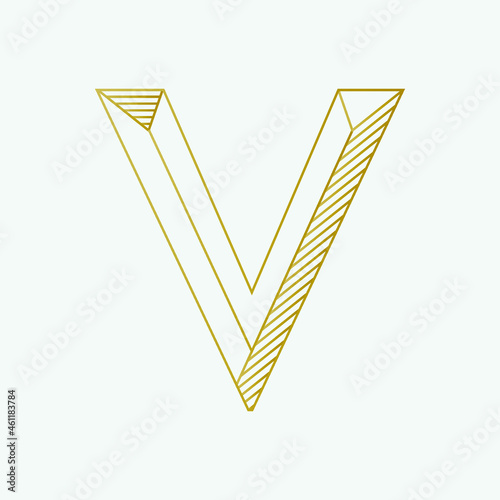 Letter V geometric shape icon, monogram, luxury, modern, elegant