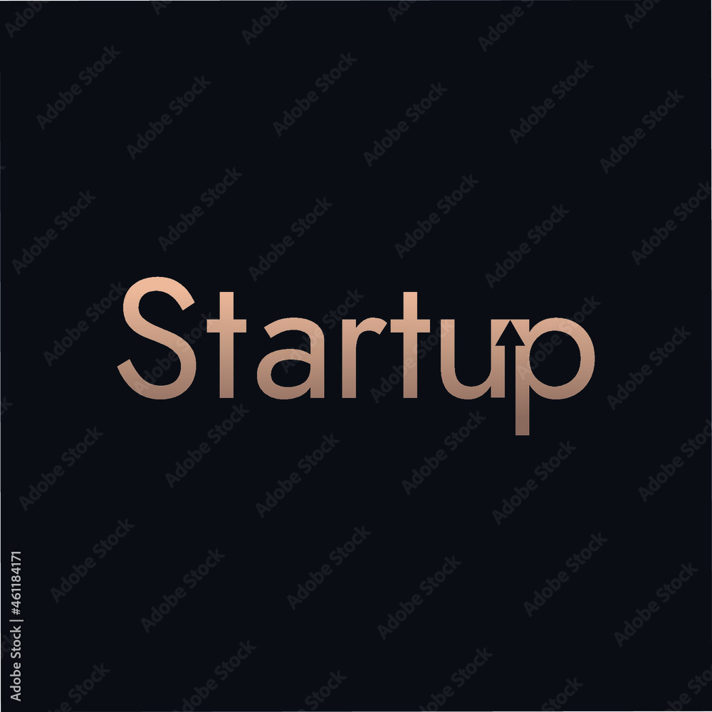 Startup logo, Up arrow, text, initial letters, up Startup logo, Up arrow, text, initial letters, up