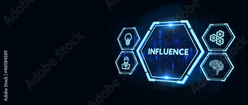 Influencer marketing concept. Business, Technology, Internet and network concept. 3d illustration