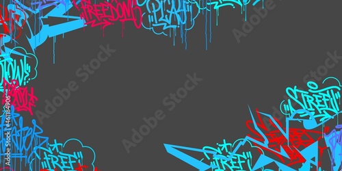 Colorful Abstract Hip Hop Street Art Graffiti Style Urban Calligraphy Vector Illustration Background Art Frame