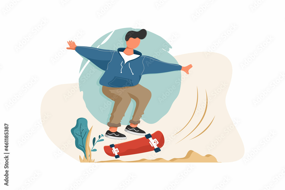 Skateboard man flat illustration 