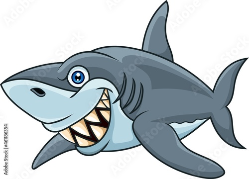 Cartoon shark isolated on white background