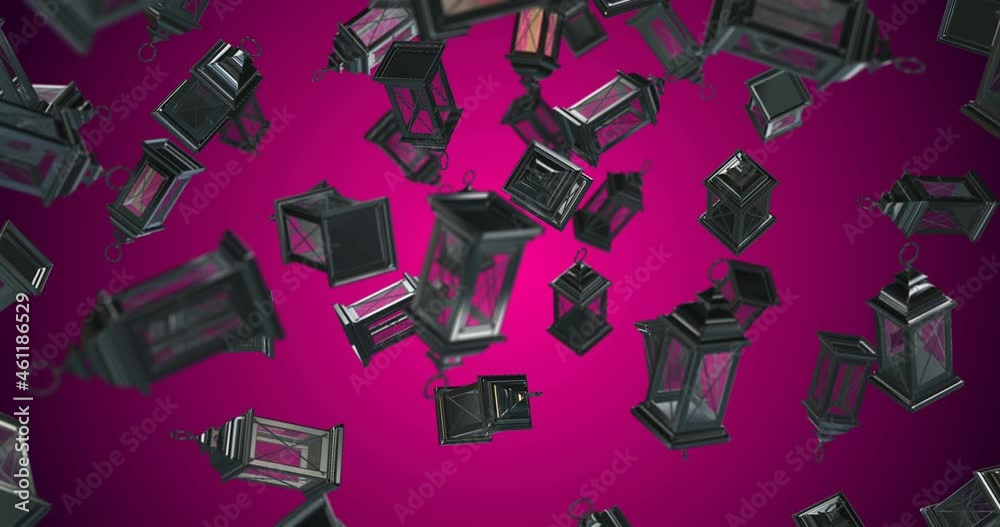 Silver 3D Lantern falling rain slow motion