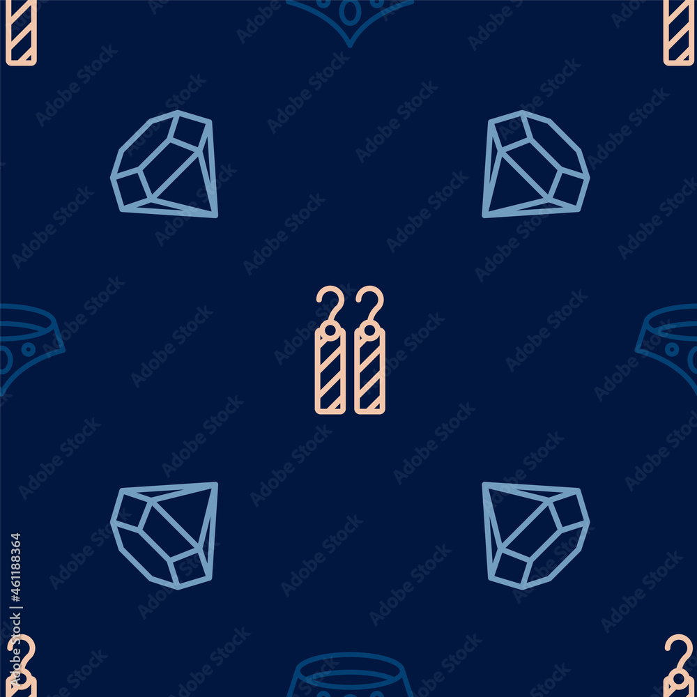 Set line Necklace, Diamond and Earrings on seamless pattern. Vector Set line Necklace, Diamond and Earrings on seamless pattern. Vector